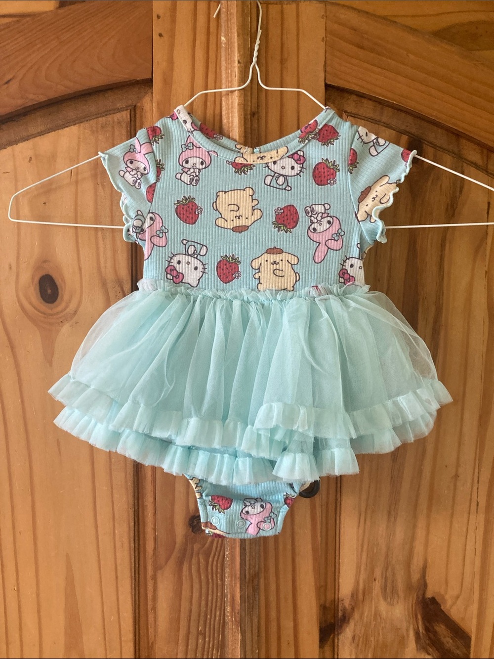 Girls Hello Kitty green lace tutu dress onesie size 12 months